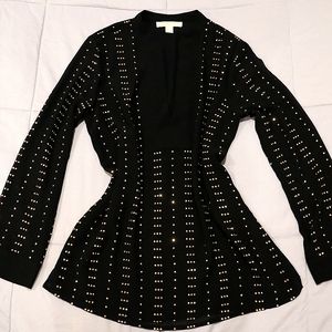 Michael Kors Black Blouse with Gold Gems